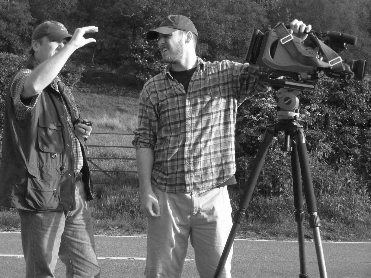 Yours truly (left) filming at Shocklach with cameraman Aaron Gowlett in 2009